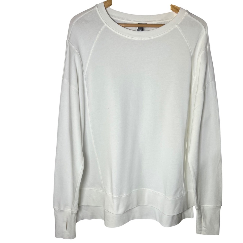 Sweaty Betty After Class Sweatshirt White Relaxed Fit Thumbhole Pullover L